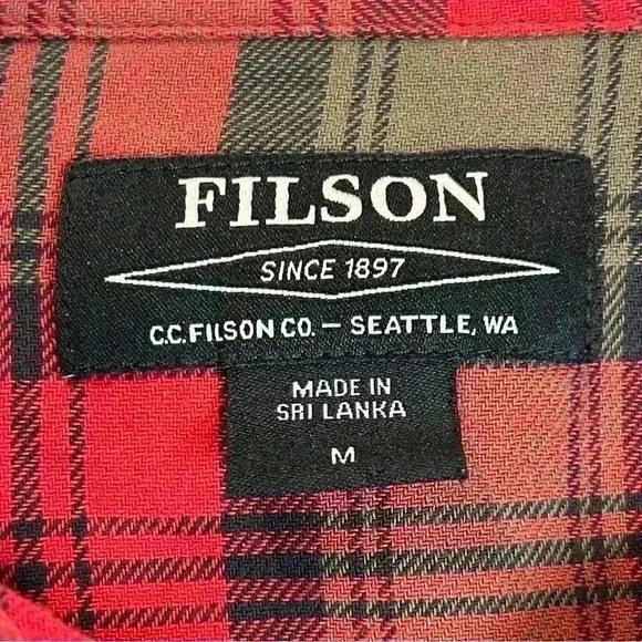 Filson Women’s Plaid Flannel Scout Shirt Size M Christmas Fireside Preppy - Picture 3 of 4